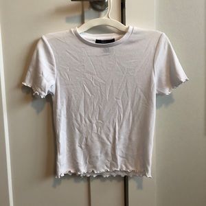 Forever 21 white ruffle trim crop top